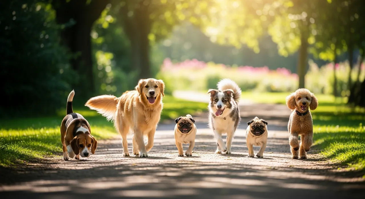 Dogs playing together